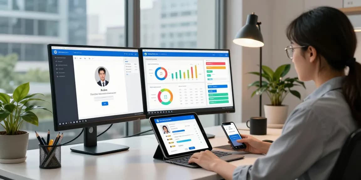 Age verification system showcased in a modern workspace with professionals using advanced technology for seamless verification.