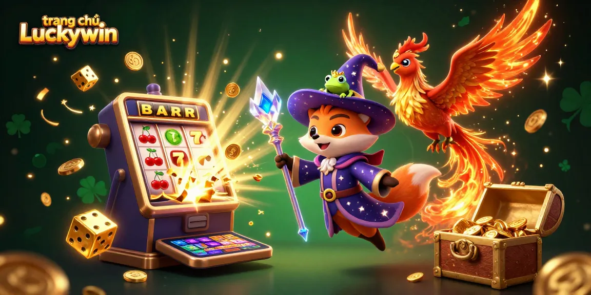 Experience the thrill of winning at trang chủ Luckywin with a vibrant casino scene filled with characters and games.