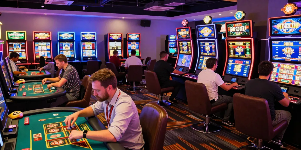 HITCLUB online casino with players enjoying various games in a vibrant atmosphere