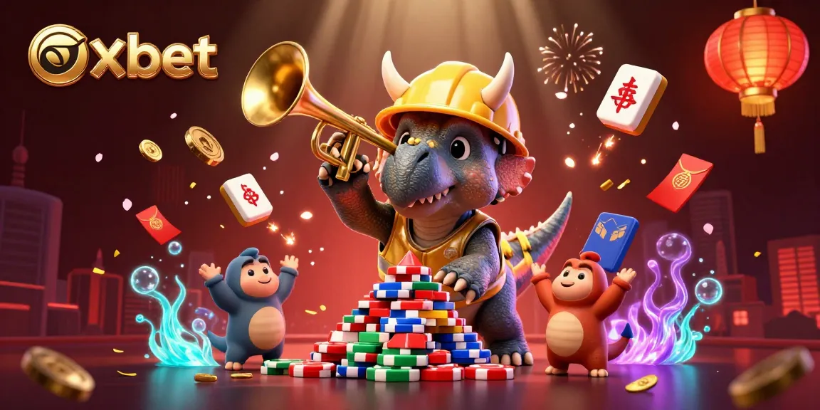 oxbet celebrates big wins with 3D cartoon characters cheering in a vibrant casino scene