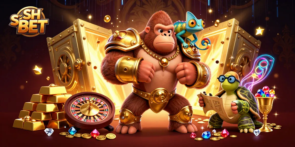 Engage with SH BET's gaming excitement, featuring vibrant characters, jewels, and casino elements.