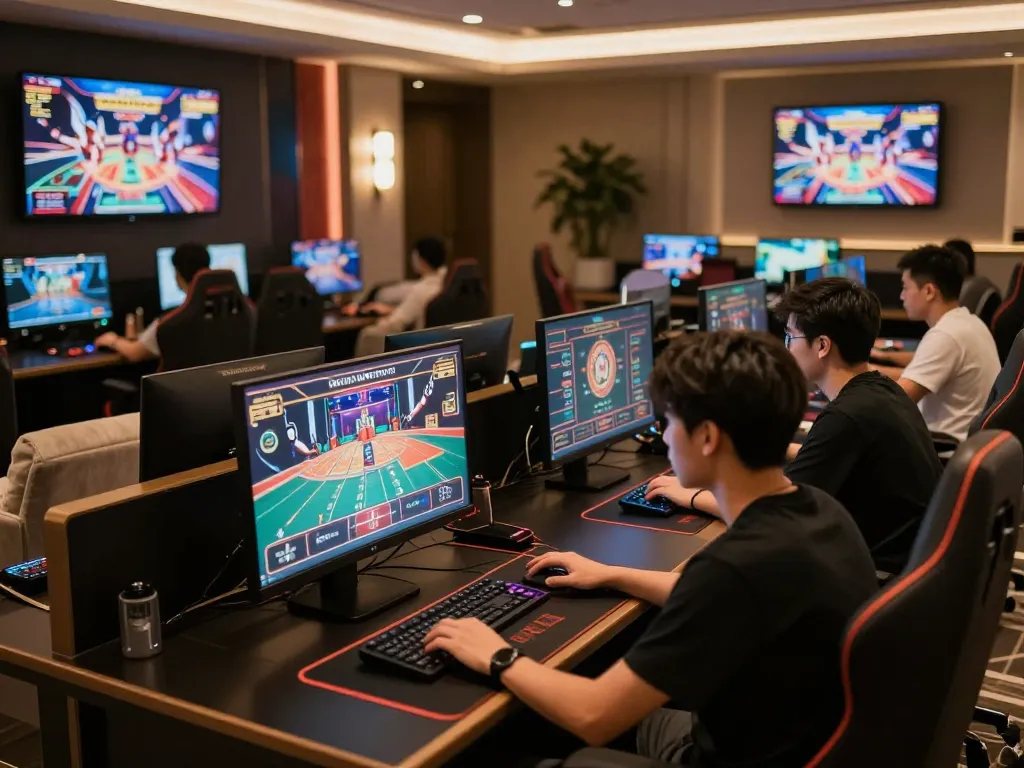 Các game thủ tận hưởng trò chơi dealer trực tiếp KO66 trong một phòng game sang trọng với không khí hấp dẫn.