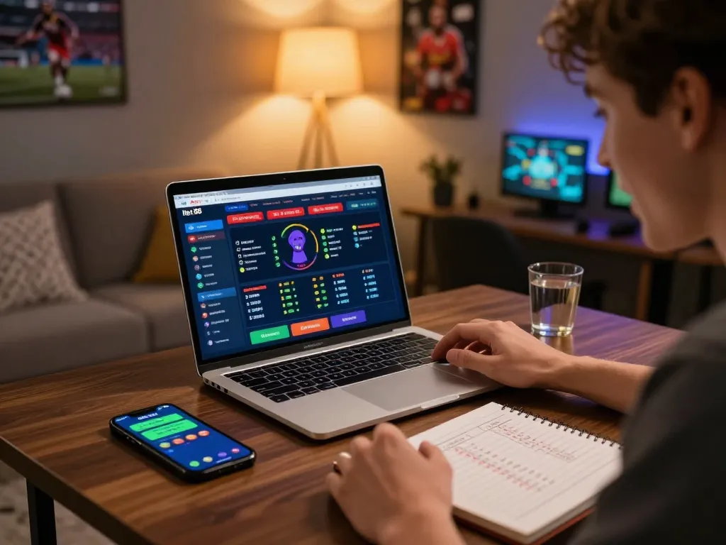 Person placing bets on Net 88 platform from home, showcasing exciting online sports betting.