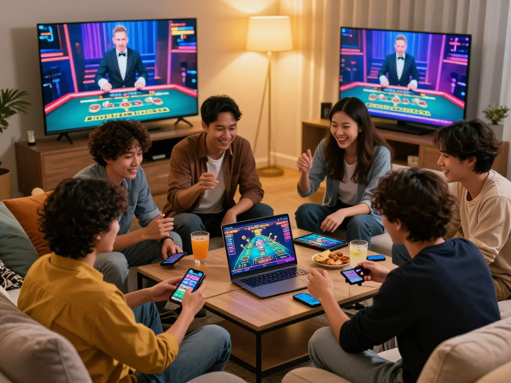 Giovani amici che giocano nei migliori casino online mentre si divertono insieme