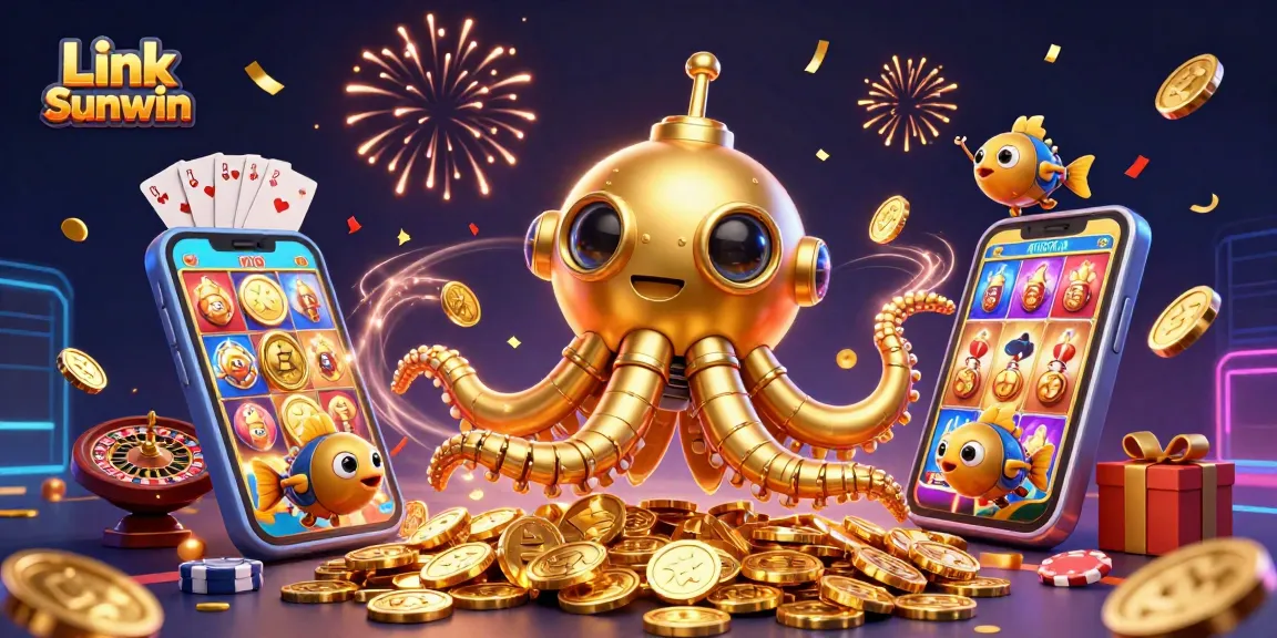 Engage with Link Sunwin through golden treasures and thrilling games in this vibrant casino scene.