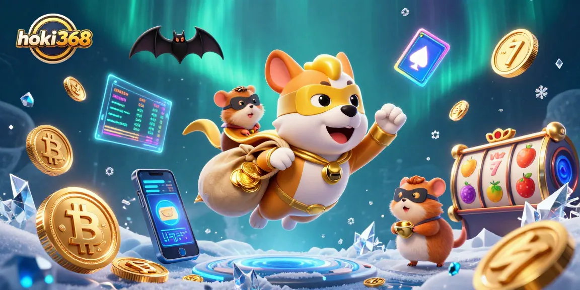Experience winning excitement with hoki368 through a captivating 3D illustration of a superhero dog and sidekick.