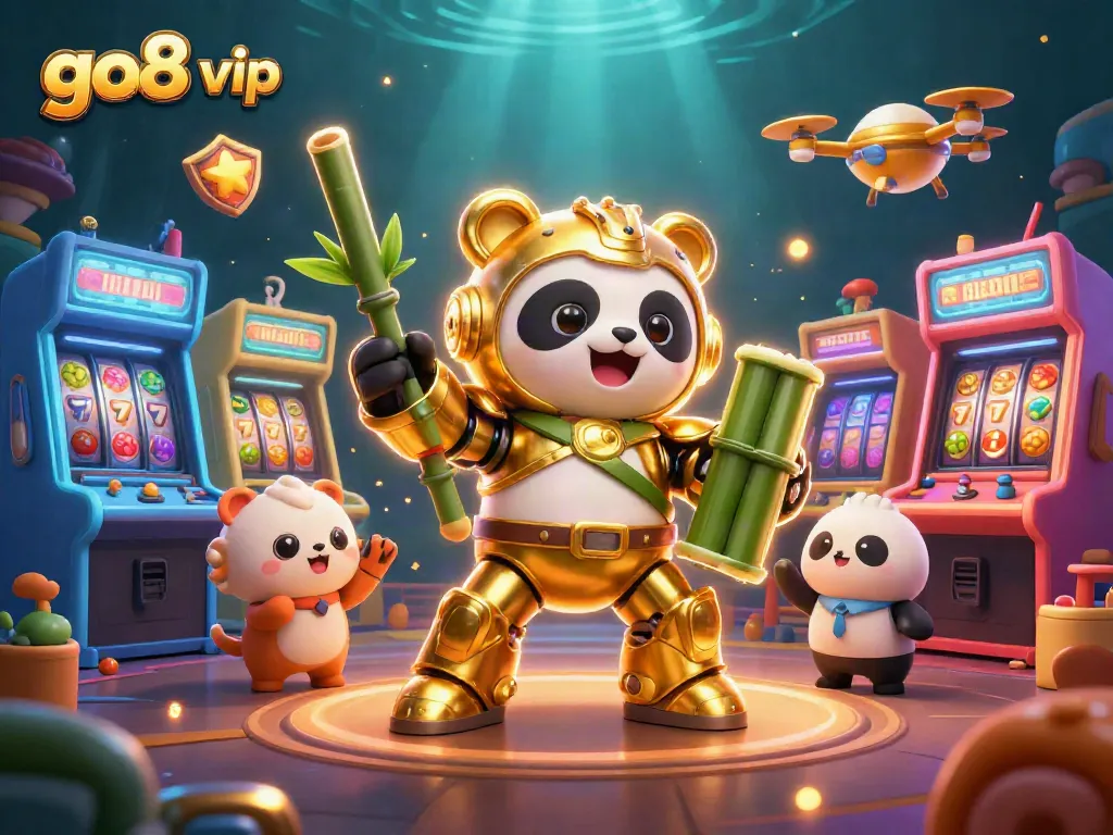 Join the action with go8 vip as the golden panda battles in a vibrant casino arena.