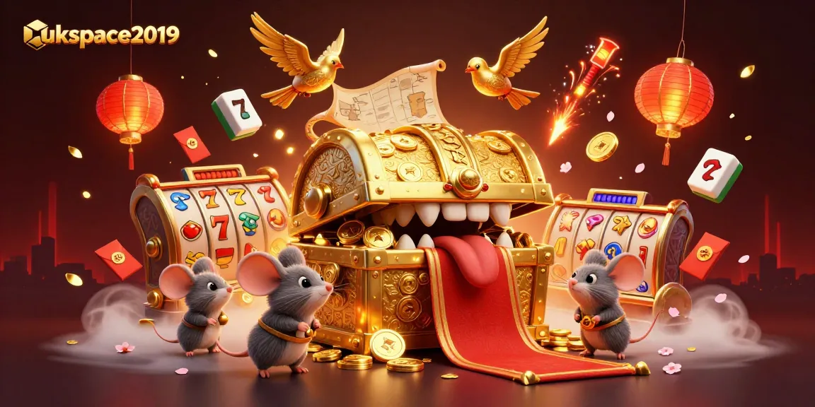 Engage with exciting ukspace2019 casino adventures featuring vibrant slot reels and a treasure chest.