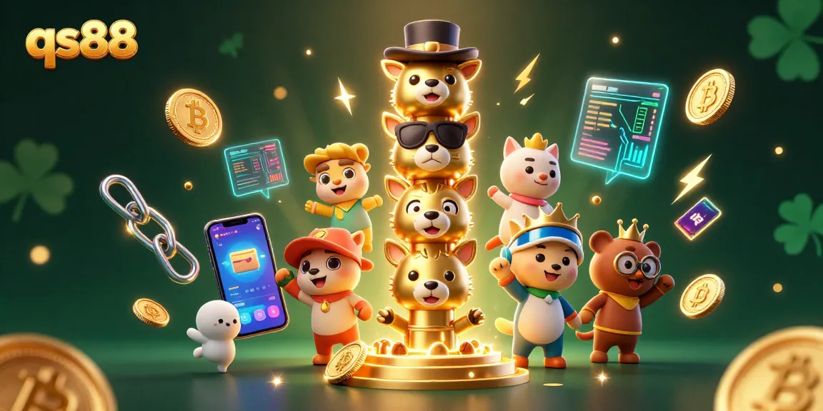 Spin the reels at qs88 with vibrant 3D illustrations of animals and crypto elements.