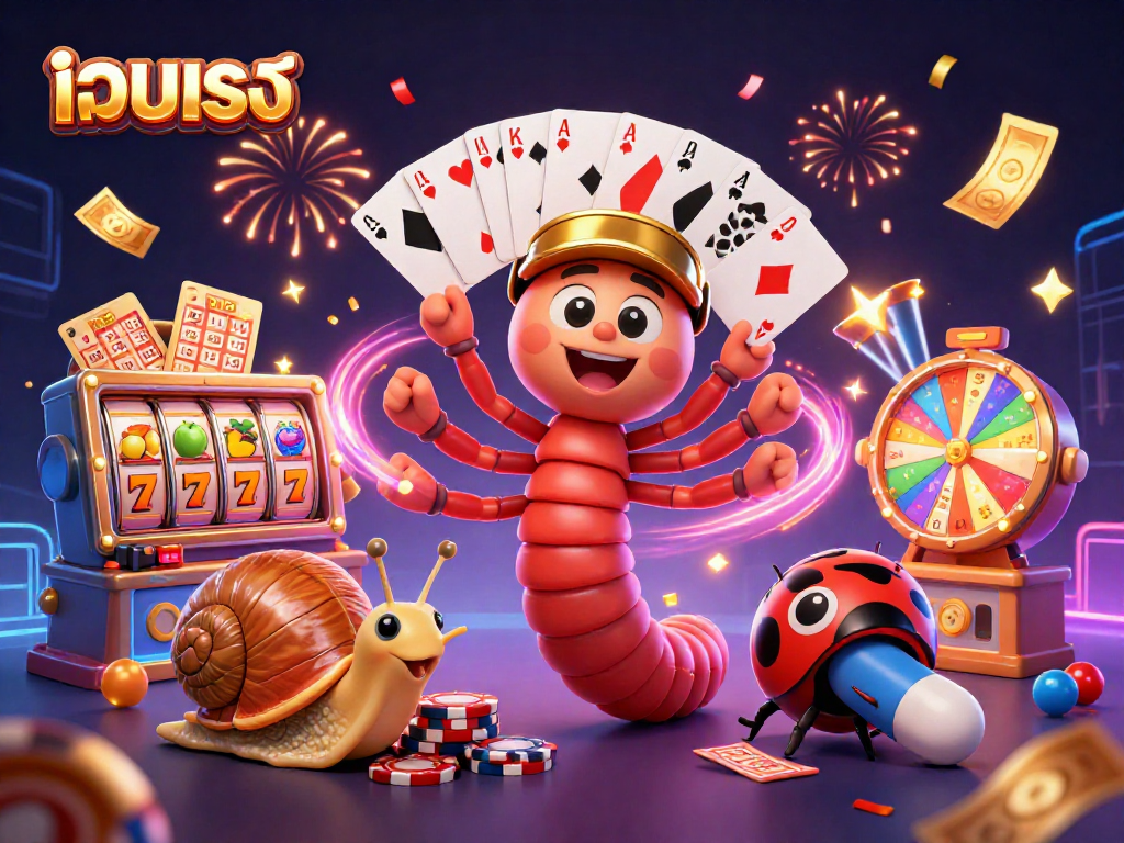 Engage in exciting slot action at เว็บตรง with colorful reels, dealer cards, and festive elements.