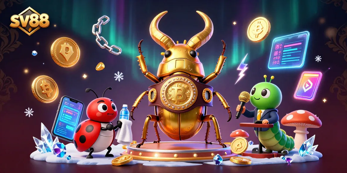 Bet on sv88 with massive horned golden beetle in a rich casino-themed 3D scene