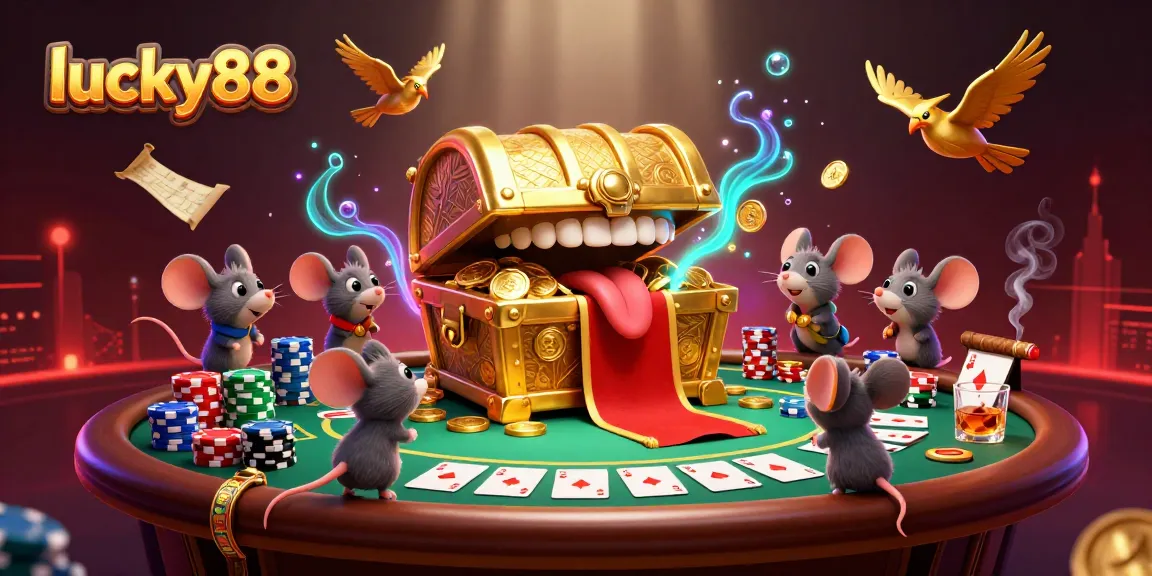 Engage in exciting gameplay with lucky88 as mice are lured by a treasure chest mimic!
