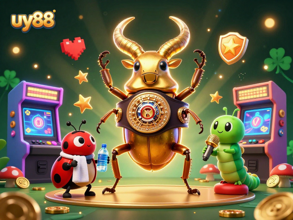 Engage with uy88's thrilling gameplay through a vibrant 3D illustration featuring a dynamic scene with cartoon characters.