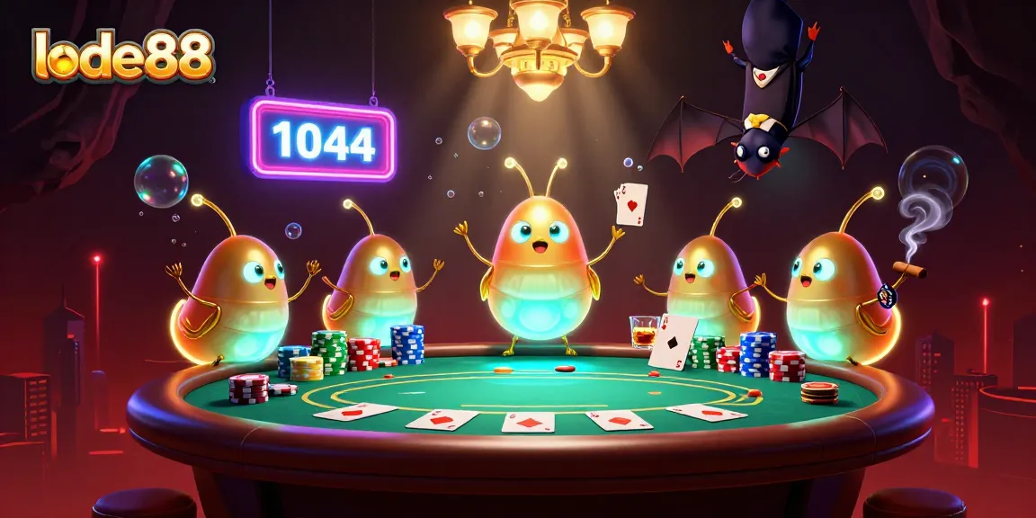 Experience the excitement of lode88 with vibrant glowworms illuminating a captivating poker scene.