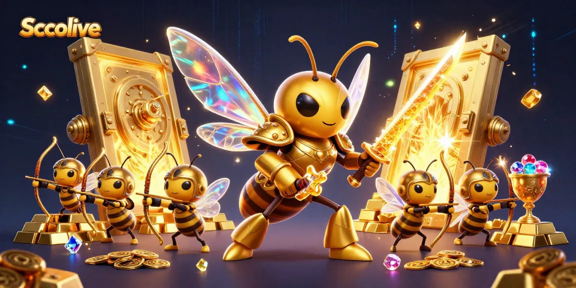 Socolive showcases a cartoon samurai hornet amidst a treasure vault bursting with gold, illustrating epic gaming adventures