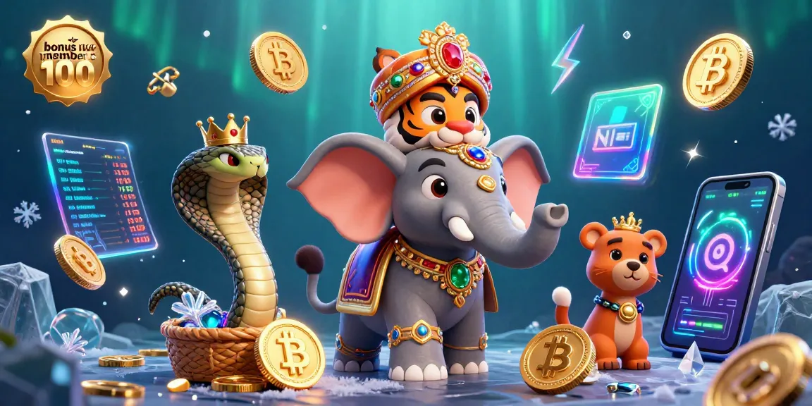 Experience the excitement of bonus new member 100 with vibrant 3D characters and gaming elements.