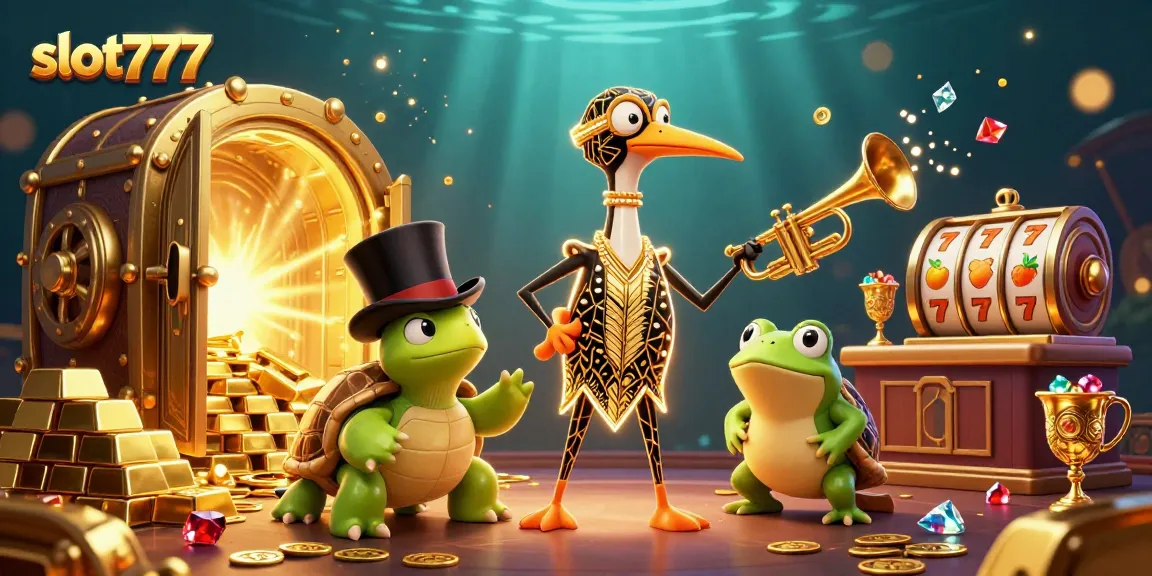 Experience thrilling gameplay with slot777, vibrant casino characters, golden treasures, and immersive 3D visuals.