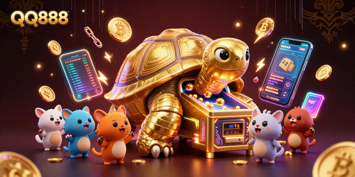 Experience QQ888 with thrilling casino gameplay and vibrant digital elements in an engaging 3D scene.