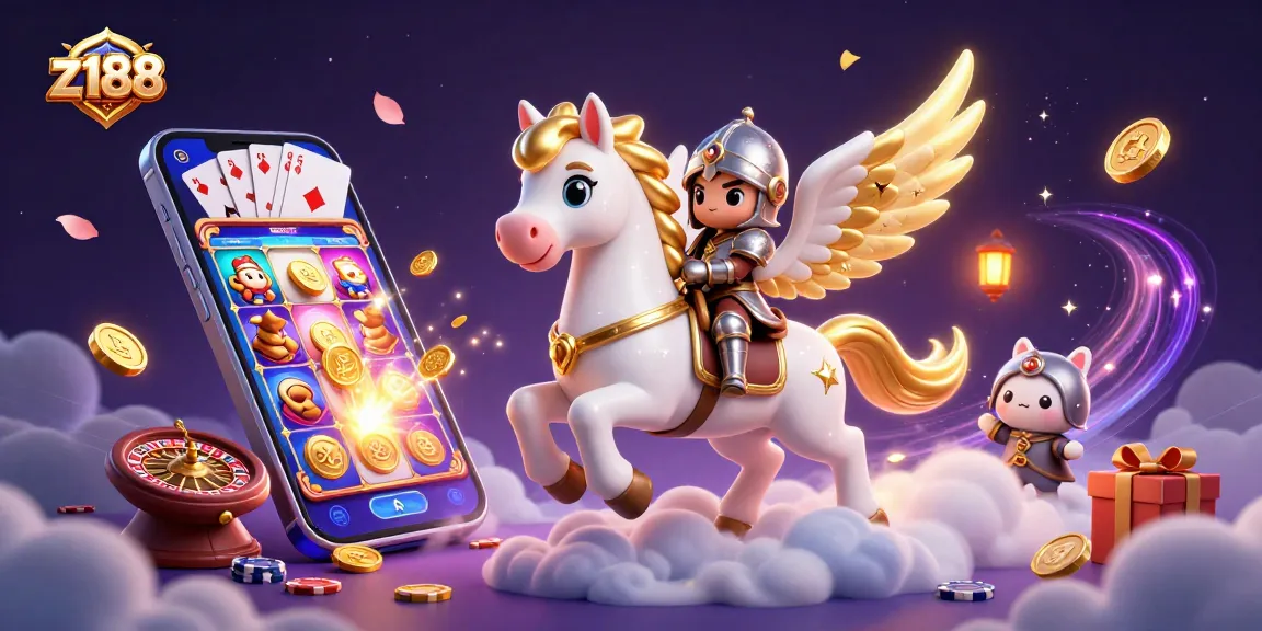 Experience thrilling casino adventures with z188 in a magical 3D illustration of a celestial knight.
