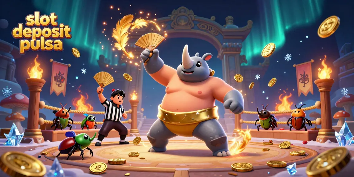 Menangkan permainan slot deposit pulsa sambil melihat pertarungan seru dan koin emas terbang di arena