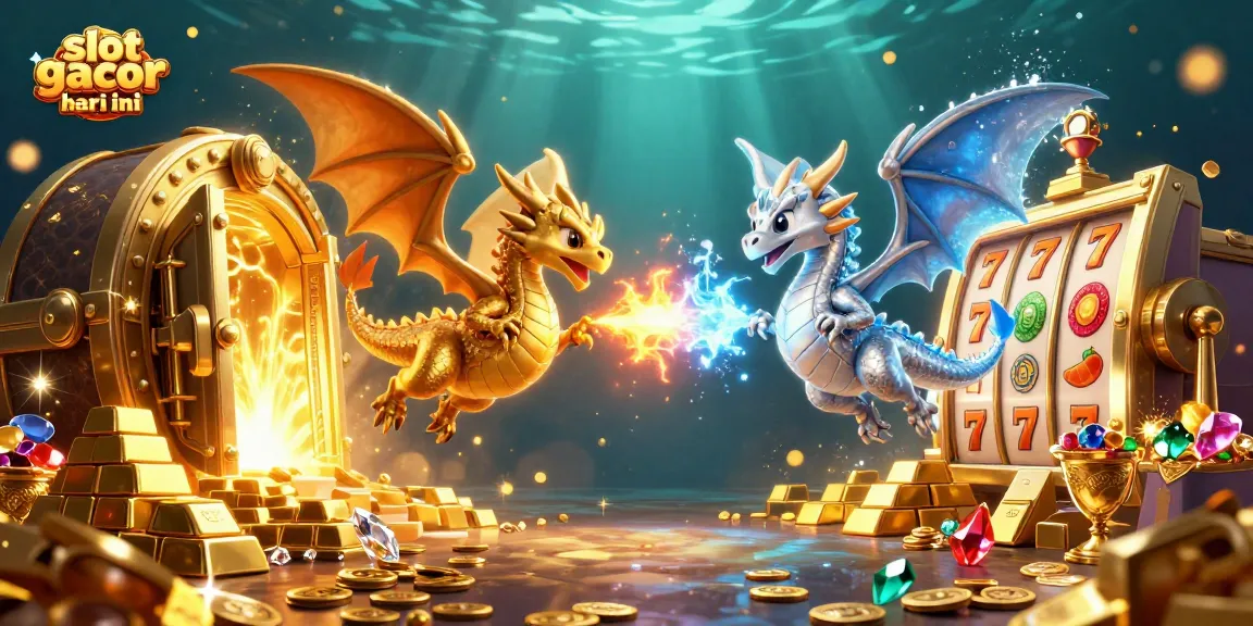 Experience the thrill of slot gacor hari ini with dragons and treasure in a vibrant 3D casino scene.