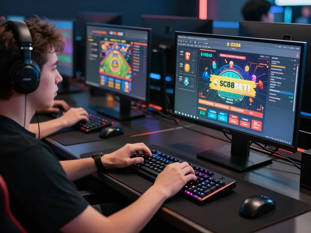 Engaging gameplay on SC88 BET platform during an intense online betting session in a professional gaming setup.