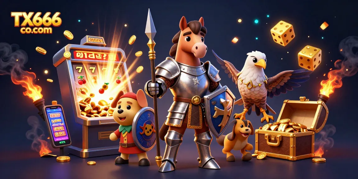 Win big with TX666 co com as a knight battles a jackpot in a thrilling casino scene.