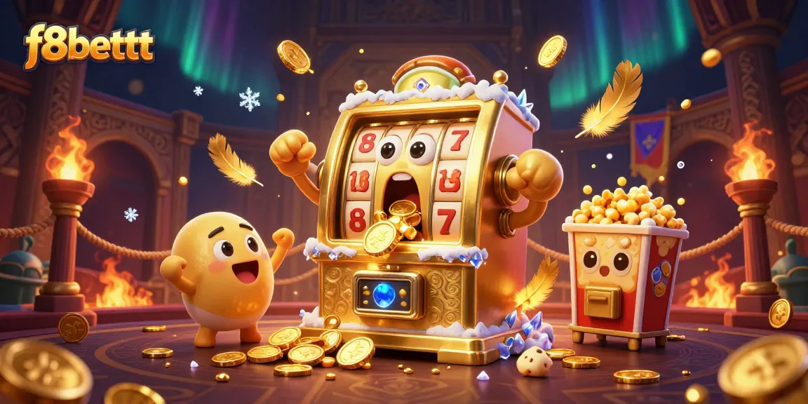 f8bettt experience dynamic slot machine jackpot with gold coins pouring and excitement overhead
