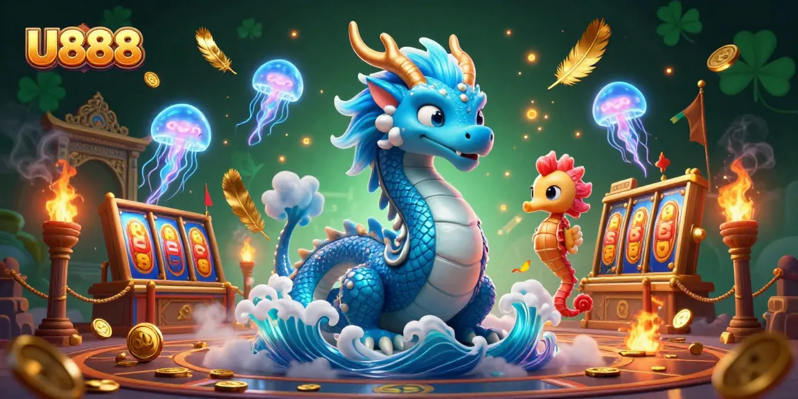 Experience thrilling U888 casino action with vibrant characters in a dynamic 3D illustration.