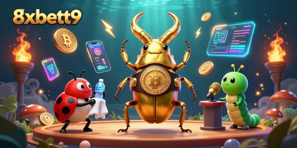 Experience the thrilling atmosphere of 8xbett9 with a vibrant, action-packed 3D casino showdown.