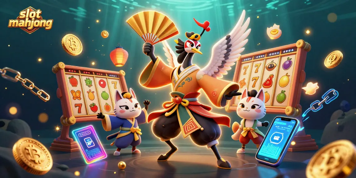 Play slot mahjong with kabuki warriors and mystical symbols in vibrant 3D illustration.