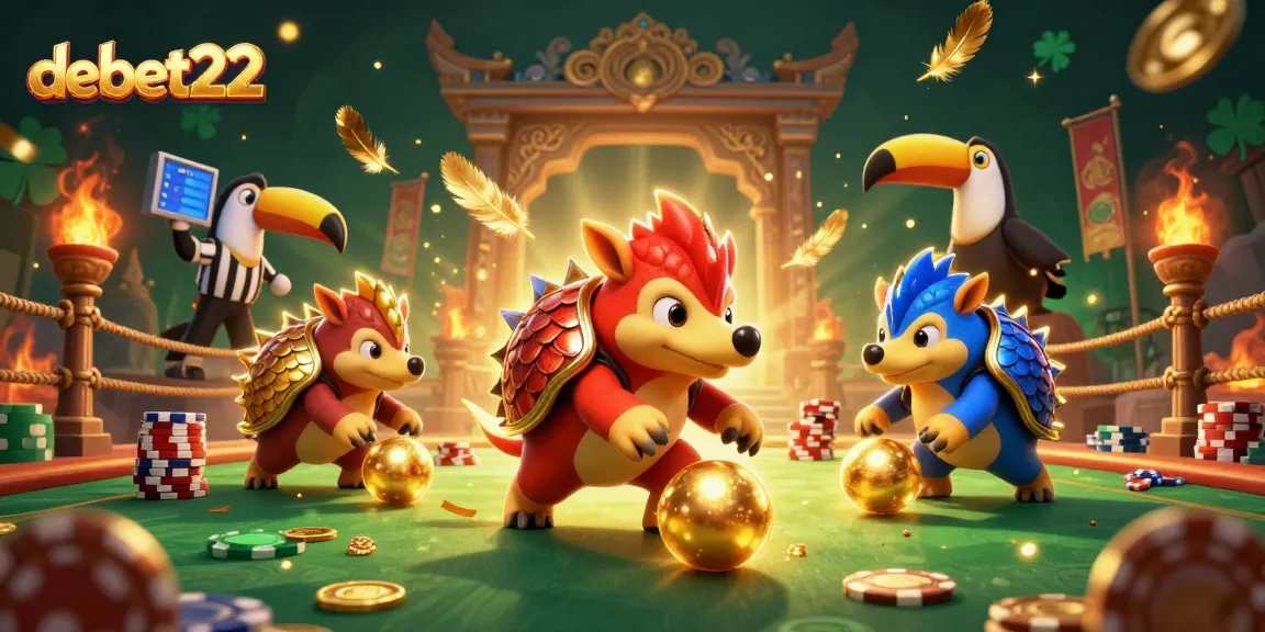 Experience the exciting world of debet22 as rival pangolins compete in a dynamic casino scene.