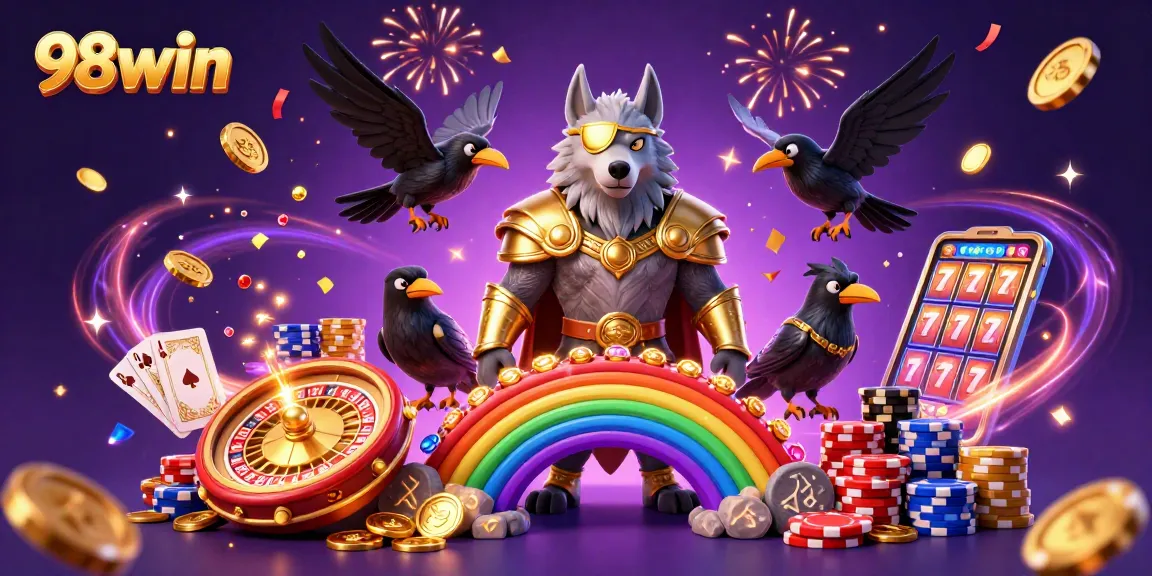 Experience the thrilling gameplay of 98win with dynamic casino elements and vibrant characters.