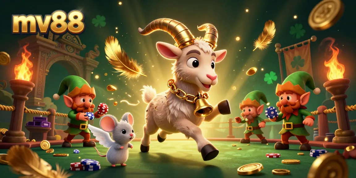 Experience thrilling games at mv88 with a festive Krampus in a dynamic casino scene.