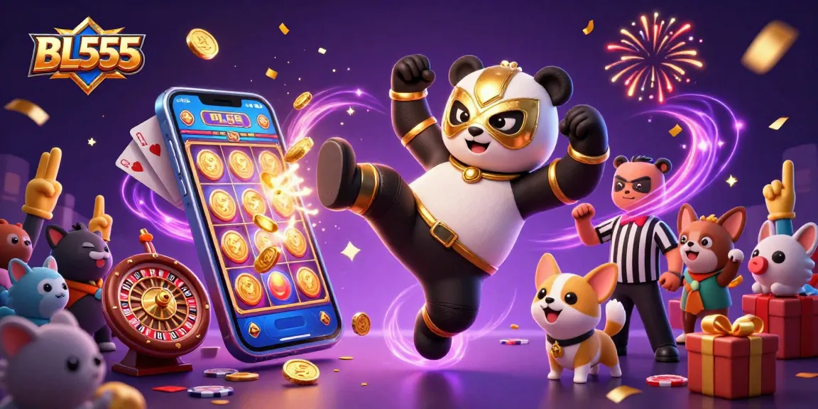 BL555 players betting with vibrant slot games in an exciting 3D casino scene.