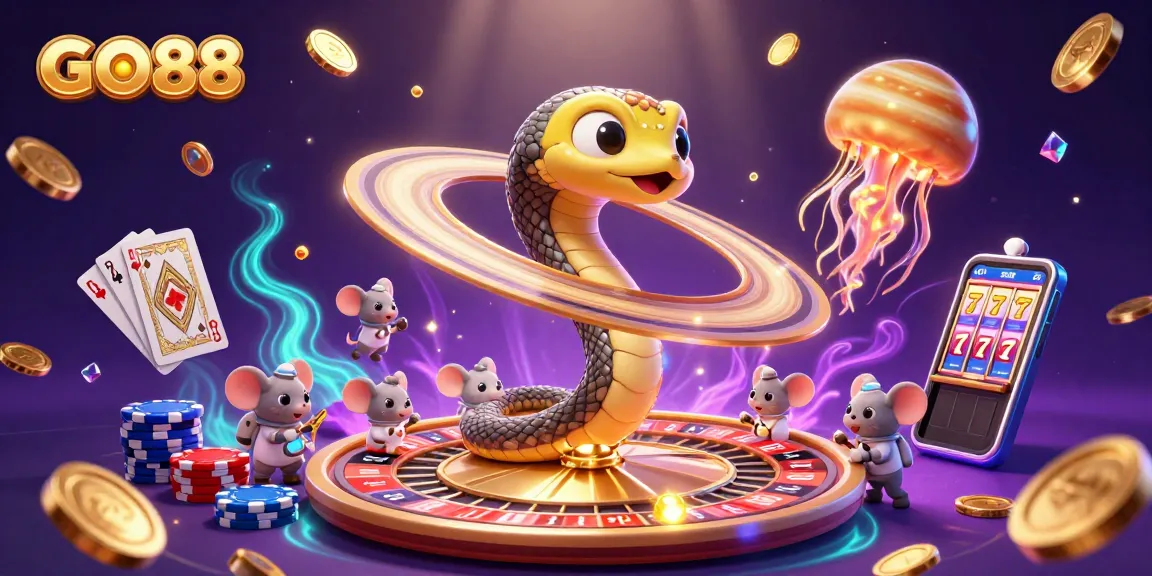 Experience GO88's exciting gambling world as astronauts bet on a 3D roulette snake!
