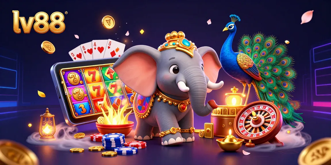 Experience thrilling slots with lv88 in an enchanting 3D illustration of gaming excitement.