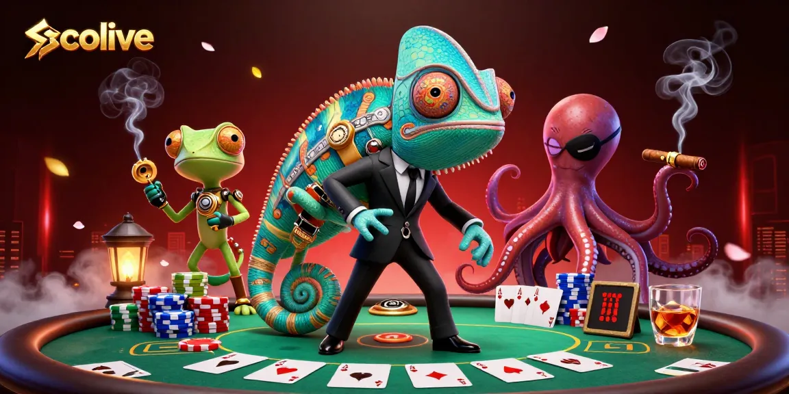 Experience high-stakes action with socolive as the secret agent chameleon engages in intense poker.