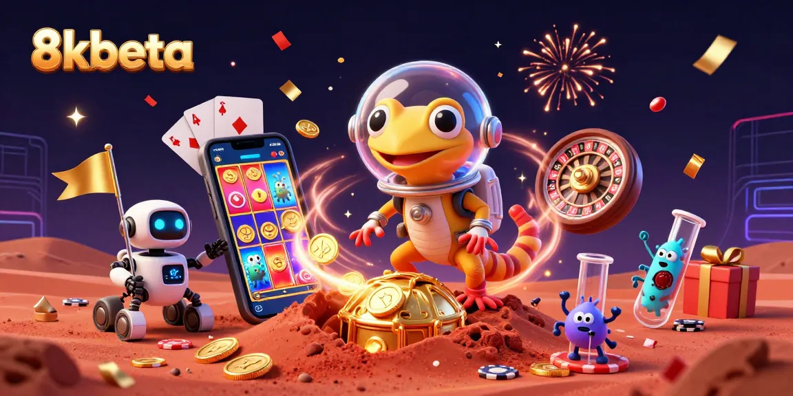 Experience 8kbeta's thrilling casino adventure with a Martian gecko and casino treasures!