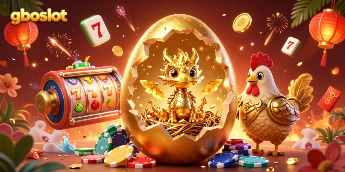 Gambarlah jalan strategi permainan slot gboslot dengan naga emas dan simbol keberuntungan.
