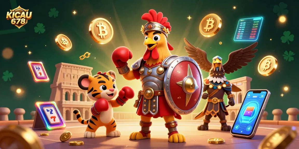 KICAU678 engages players with dynamic slot adventures featuring a gladiator rooster and tiger cub.