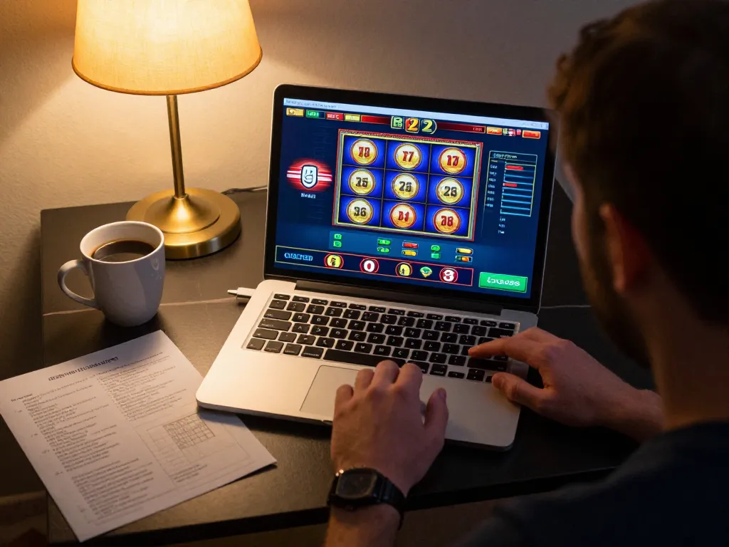 Engaging gameplay on b52 online casino with colorful slots displayed on a laptop screen
