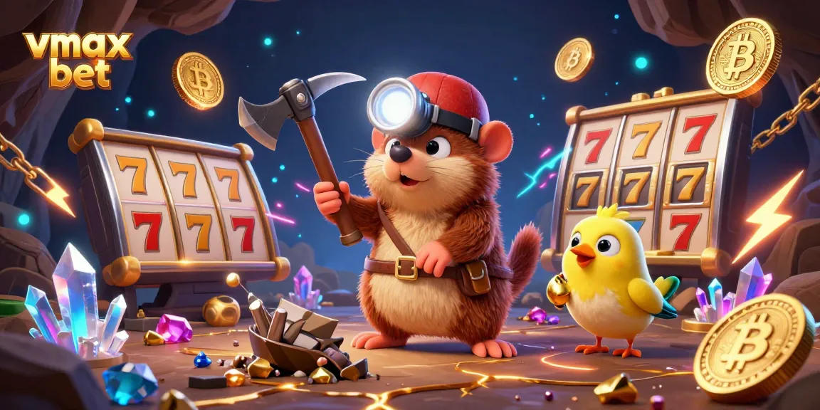 Experience the thrill of vmax bet with an animated treasure hunter and rich casino elements.