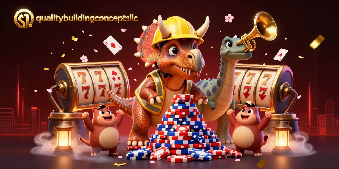 Experience excitement at qualitybuildingconceptsllc with interactive slot reels among playful characters in a vibrant casino scene.