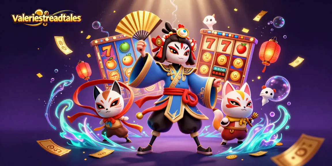 Experience thrilling gambling with valeriesthreadtales in a colorful, dynamic slot game scene.