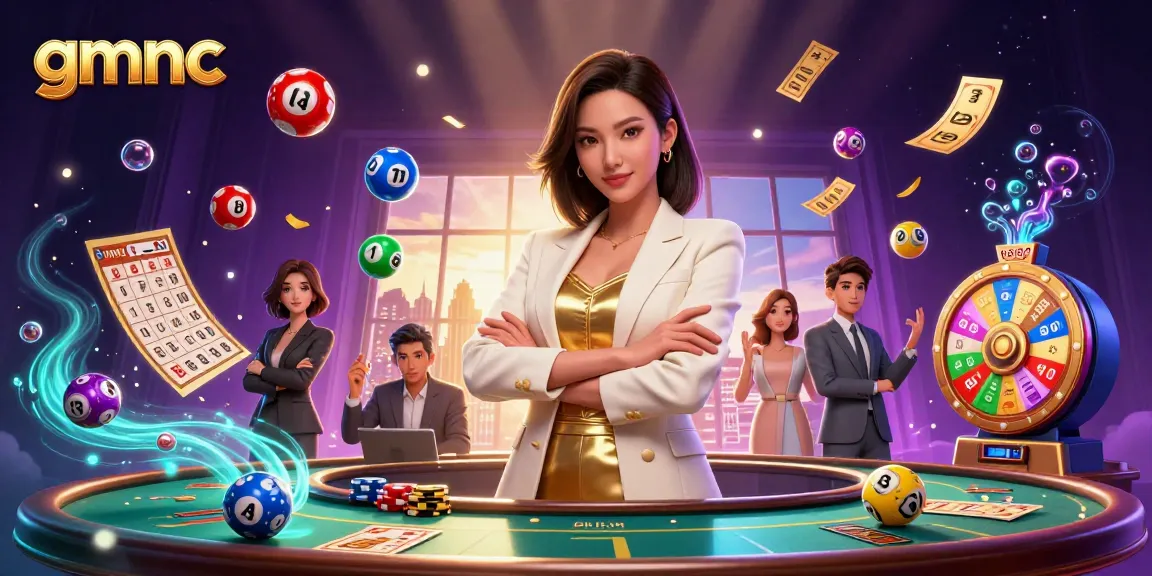 Elevate your gaming experience with gmnc as a professional Asian woman showcases winning strategies in an online casino setting.