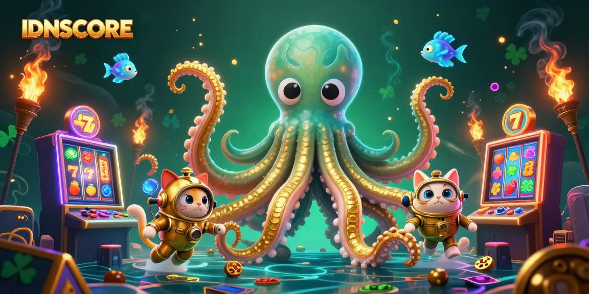 Experience the thrilling adventure at IDNSCORE with the kraken and diving cat amid sparkling fruit slots.