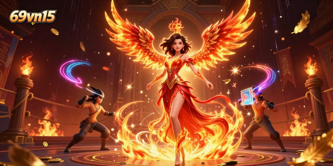 Experience the thrilling action of 69vn15 with vibrant casino elements and a powerful character.