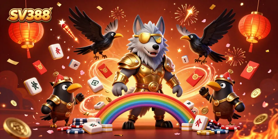 Engage with the vibrant action of SV388, highlighting thrilling cockfighting experiences in a colorful 3D casino setting.