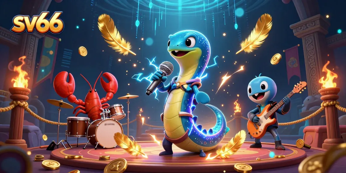 Engage in electrifying entertainment at sv66 with electric eel DJ, band, and vibrant casino elements